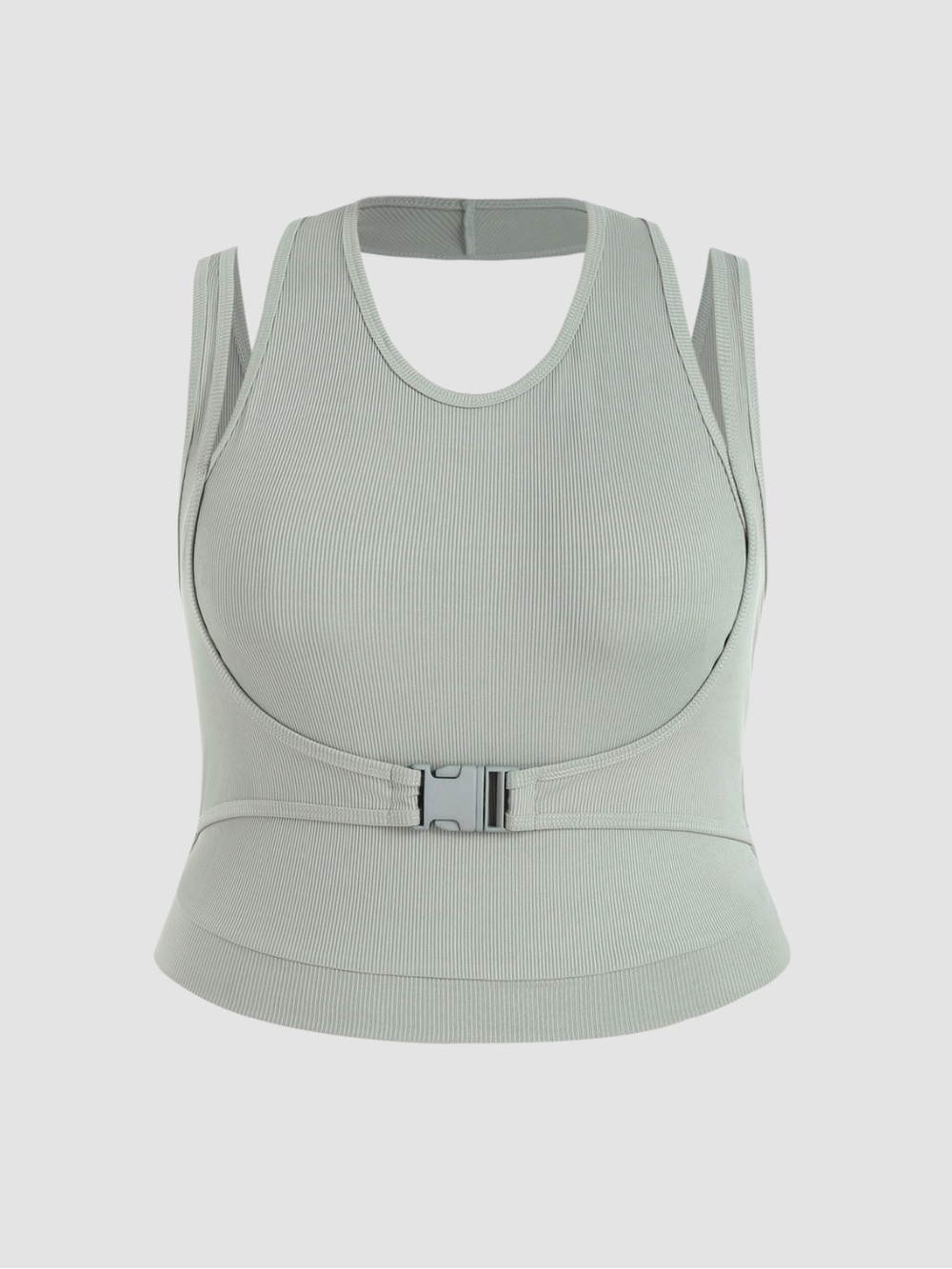 CIDER | Ribbed Buckle Tank Top - Sage